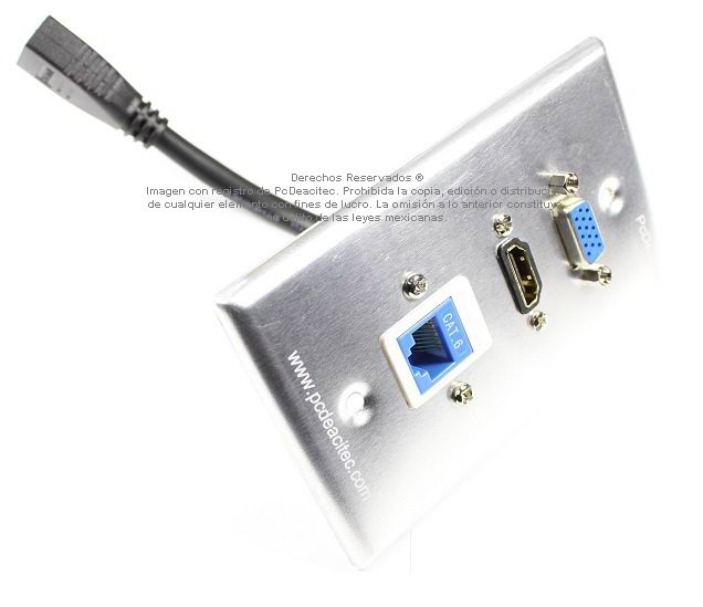 Placa Tapa Vga HDMI 1.4 4K Ethernet 3D pigtail Jack RJ45